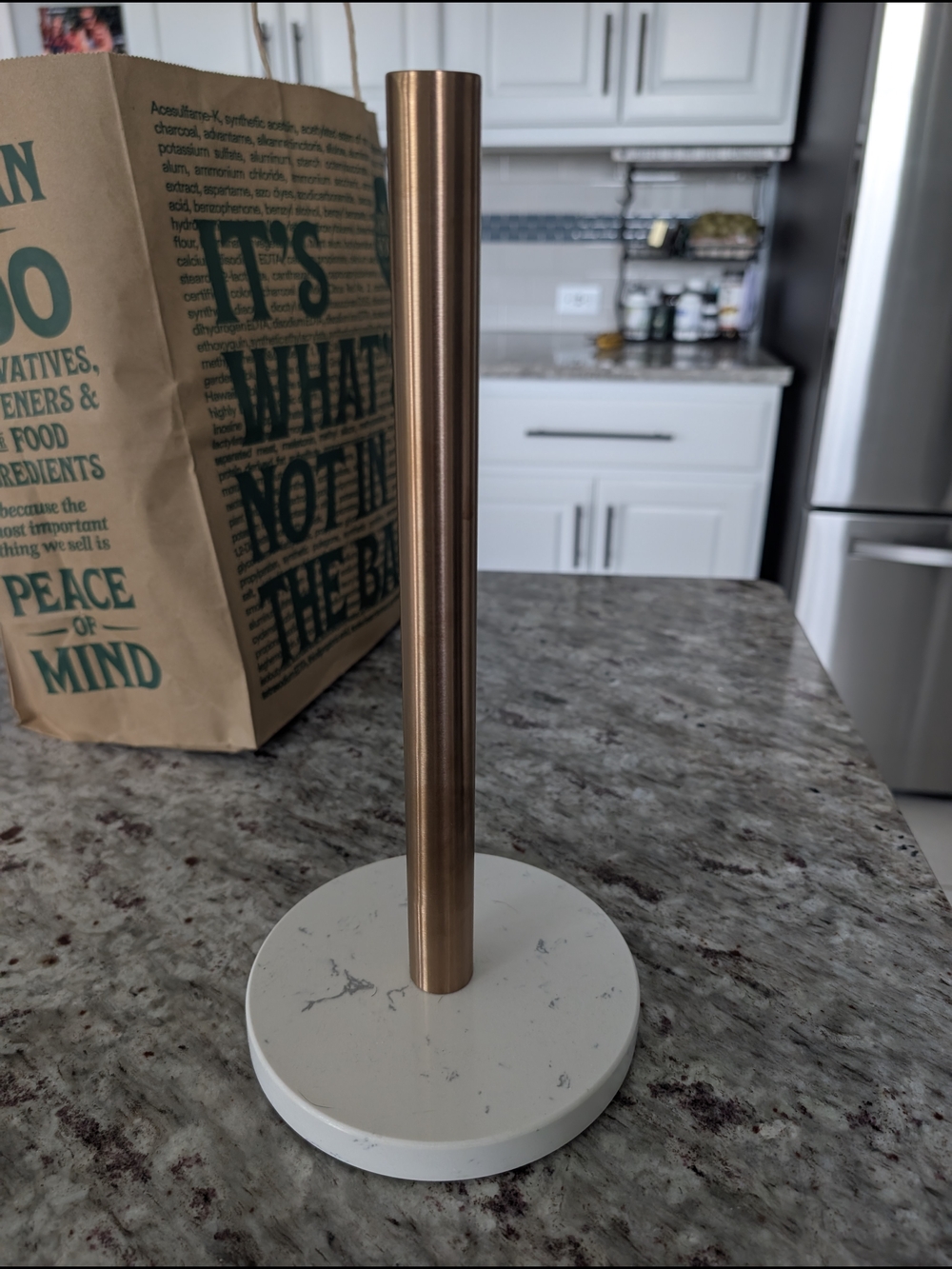 Modern Marble Base Paper Towel Holder - Rose Gold